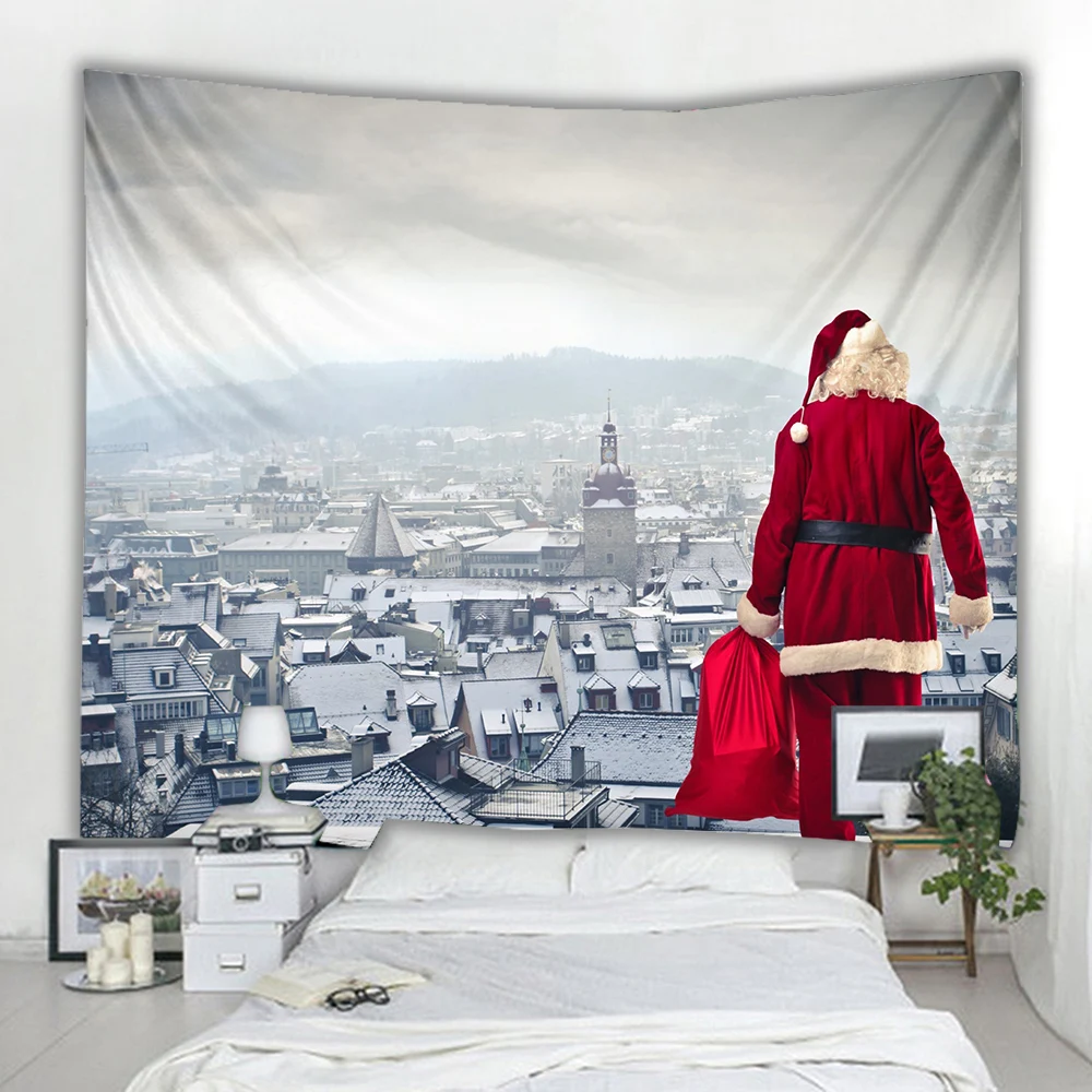 Рождественские подарки Санта-Клауса олень белоснежный гобелен коврик для йоги