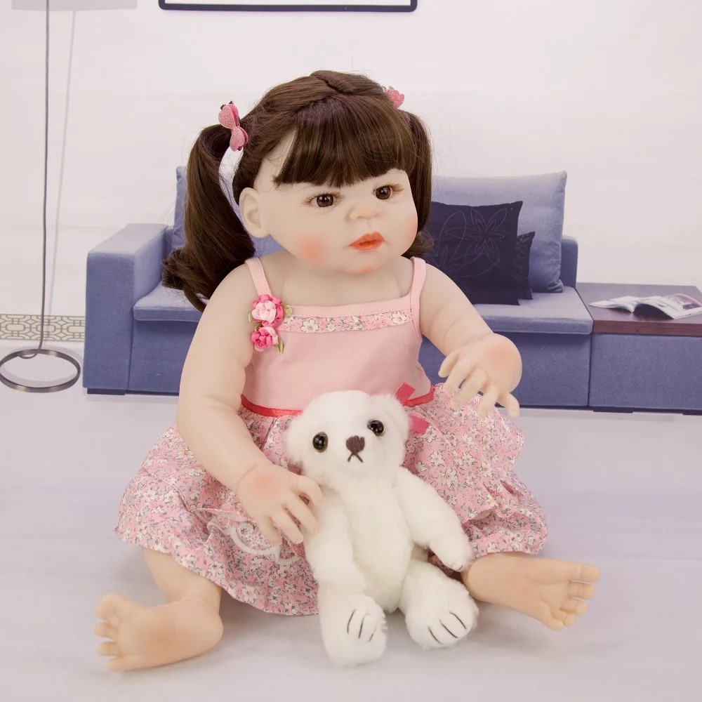 KEIUMI Очаровательная Bonecas Infantil Meninas 23 дюймов силиконовая полностью виниловая Реалистичная кукла Reborn Girl водонепроницаемый для детей подарок на день рождения