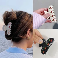 ins retro romantic rhinestone cherry acrylic hair clip claws hairpin headwear for women makeup bath aesthetic hair accessories