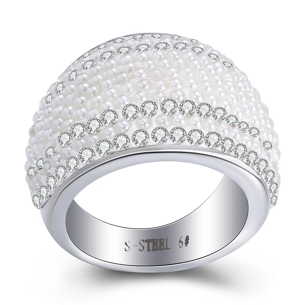 Креативные женские свадебные кольца из нержавеющей стали 316L с бусинами и