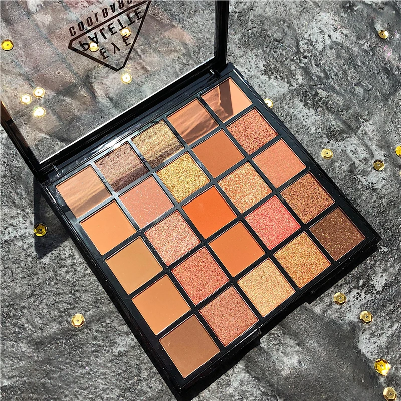 Блестящие матовые тени для век 25 цветов палитра теплых оттенков