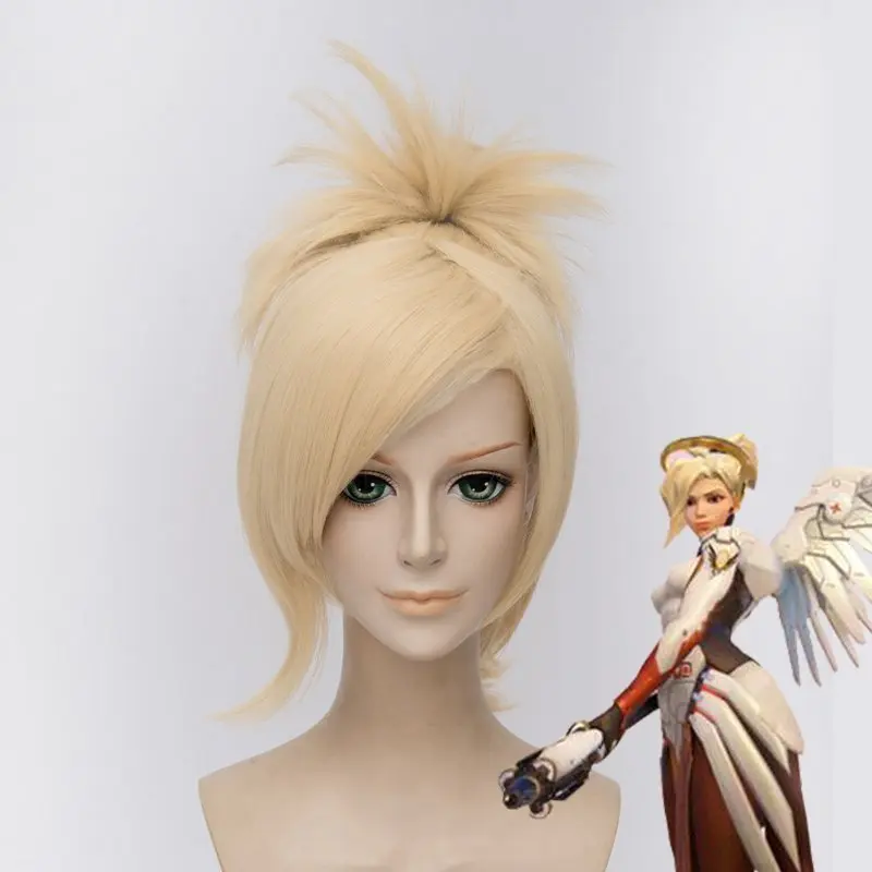 (Алиса парик 142) термостойкие волокна шиньон синтетические волосы аниме Overwatch Mercy