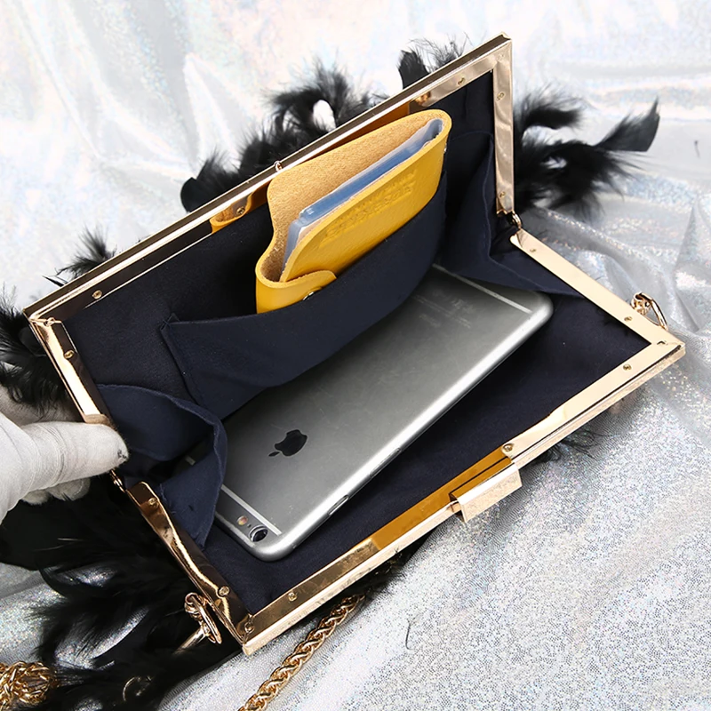 

Women's Evening Clutch Bag Wedding Purse Luxy Moon Feather White Pearl Shoulder Bag Luxury Women Bags Party Purse and Handbags