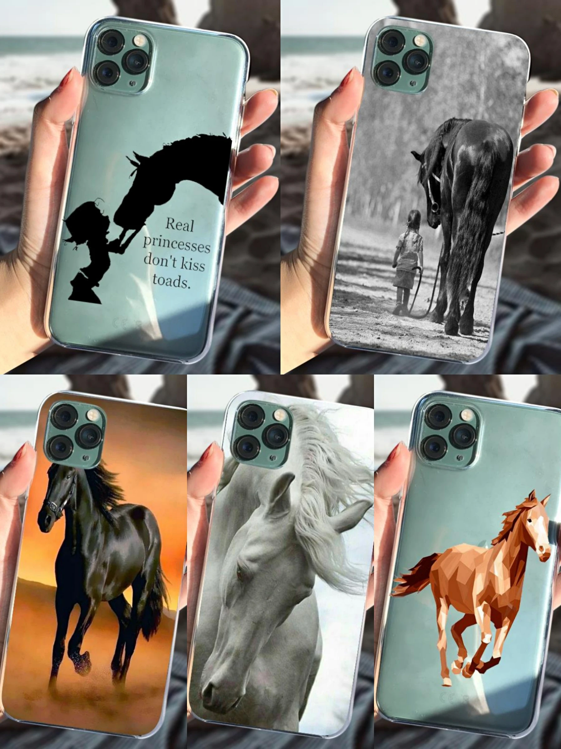 Мягкий матовый пластиковый чехол с рисунком лошади и животных для телефона