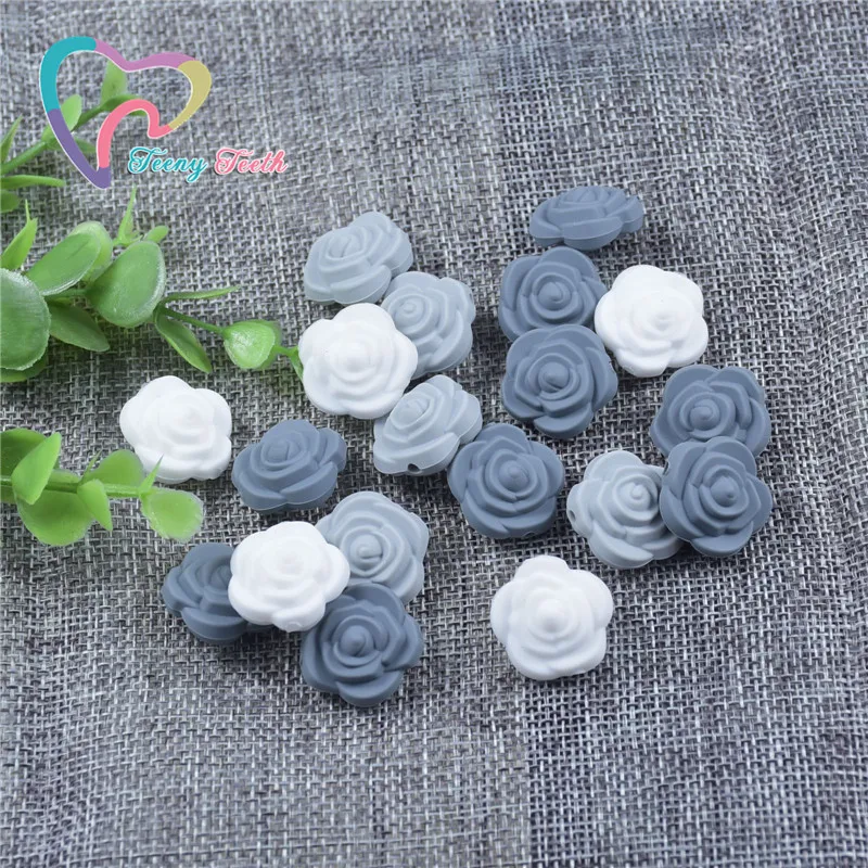 15 шт. монохромные Силиконовые Бусины В Форме Розы 3D бусины в форме розы