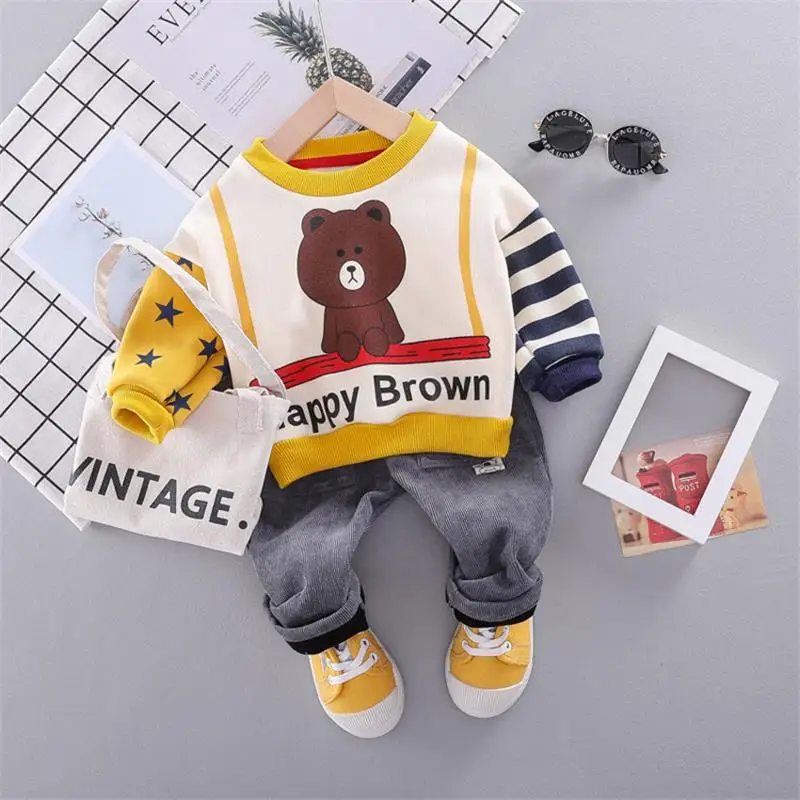 Комплект одежды для маленьких мальчиков и девочек новый зимний модный Стильный