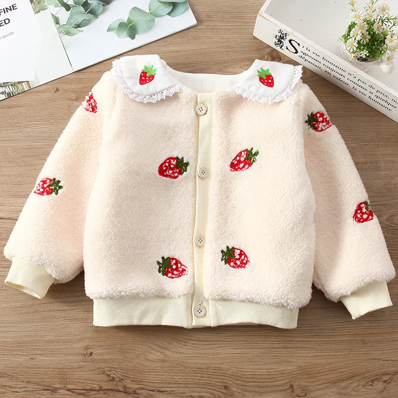 

Модная зимняя куртка для маленьких девочек, плотное пальто из овечьей шерсти для младенцев и малышей, теплое пальто в виде овечьей шерсти, верхняя одежда для младенцев, топы для маленьких девочек