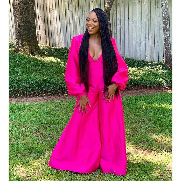 

Sexy Flare Sleeve Palazzo Wide Leg Pants Trousers Women Jumpsuit Vintage Elegant Loose Romper Streetwear V Neck Long Overall