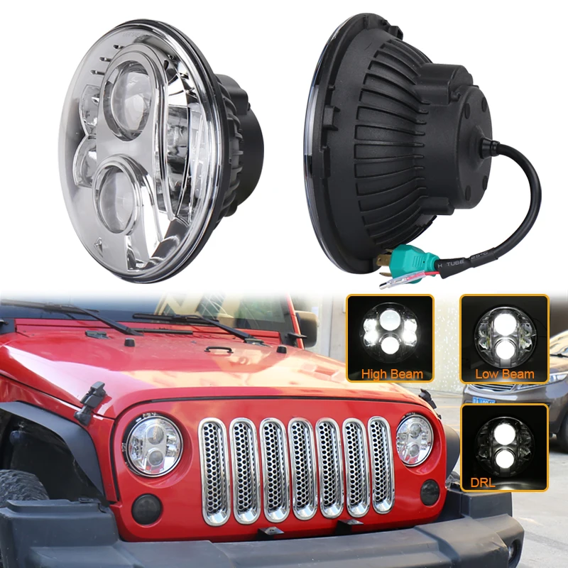 7 дюймовые Автомобильные светодиодные фары 80 Вт белые ДХО для TOYOTA land cruiser prado JEEP