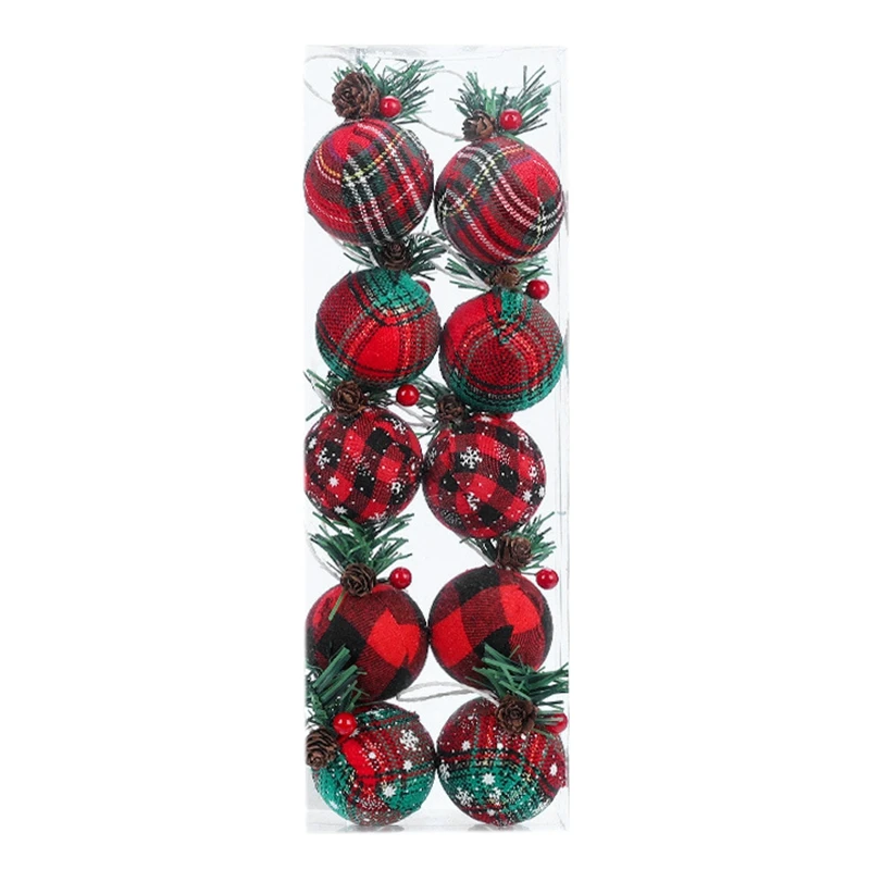 

1Box/10Pcs Christmas Tree Decor Ball Hanging Decor Festival Hanging Ball Christmas Balls Ornaments with Hanging Rope 5CM