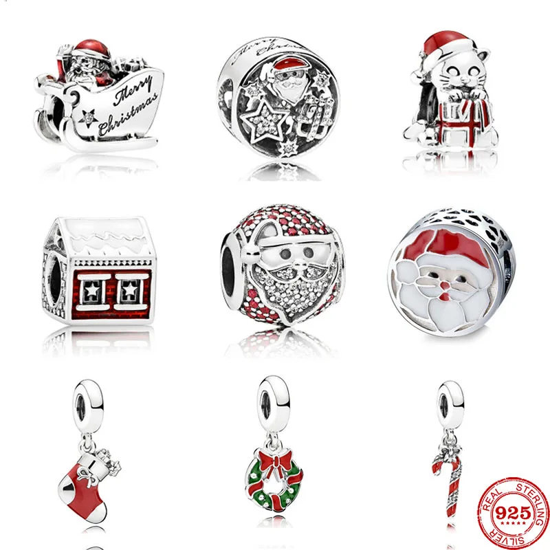 Новый рождественский подарок красный дом Санта Кот носки сделай сам бисер