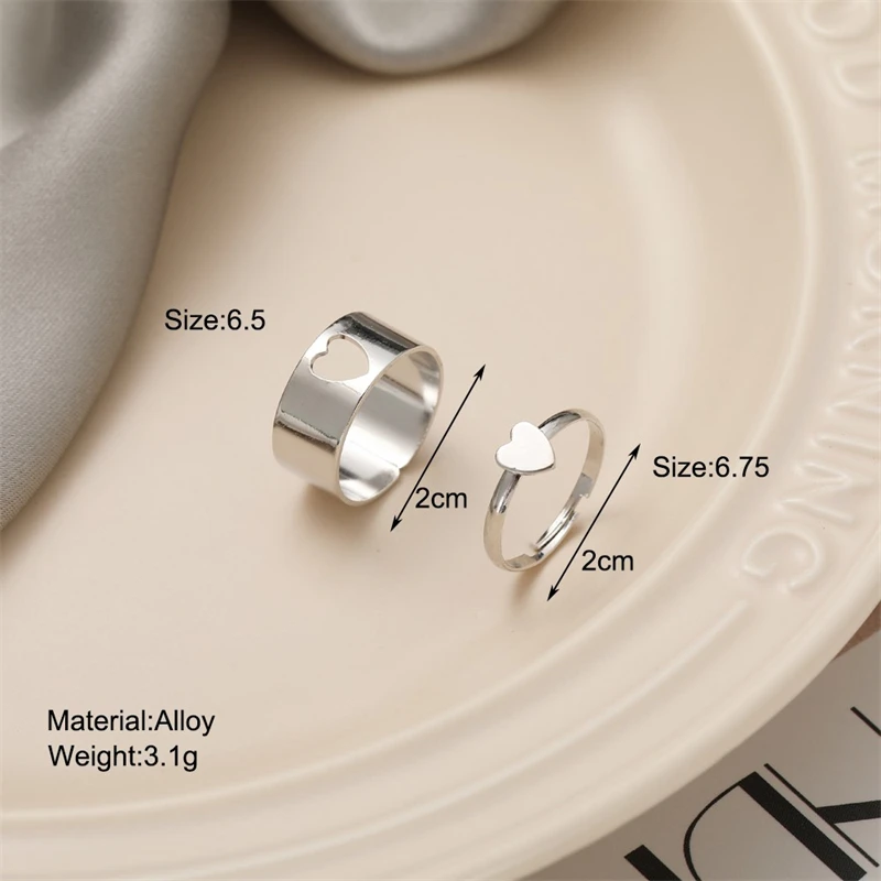 

Trendy Silver Color Heart Butterfly Rings Set For Women Men Moon Star Dolphin Adjustable Open Finger Rings Set Party Jewelry