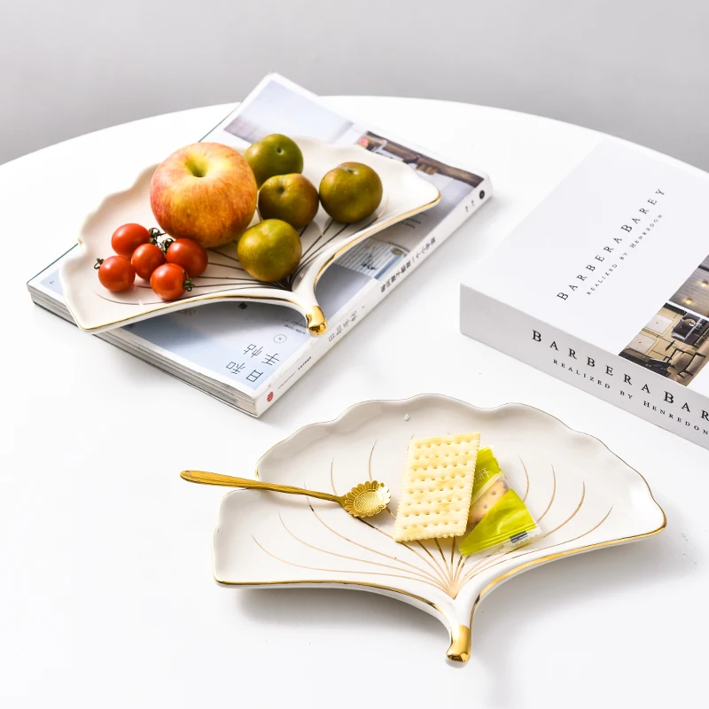 Nordic ins ветер Керамические листьев гинкго поднос в виде листа журнальный столик