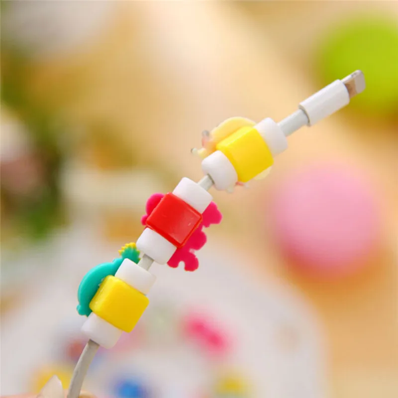 

10pcs Cartoon Charger Cable Winder Protective Case Saver 8 Pin Data Line Protection Sleeve Wire Cover Protector Earphone Cord