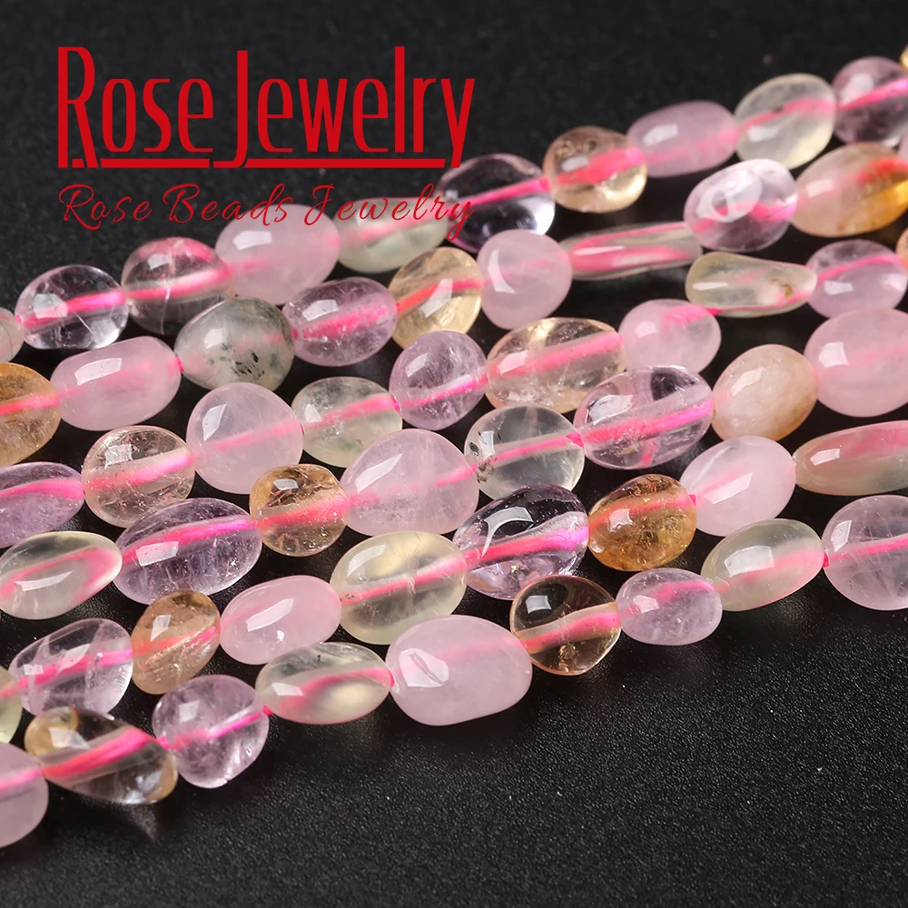 8-10mm Irregulary Pink Yellow Crystal Beads Natural Loose Stone Strand 15&quot Inches for Jewelry Making DIY Bracelet Necklace | Украшения