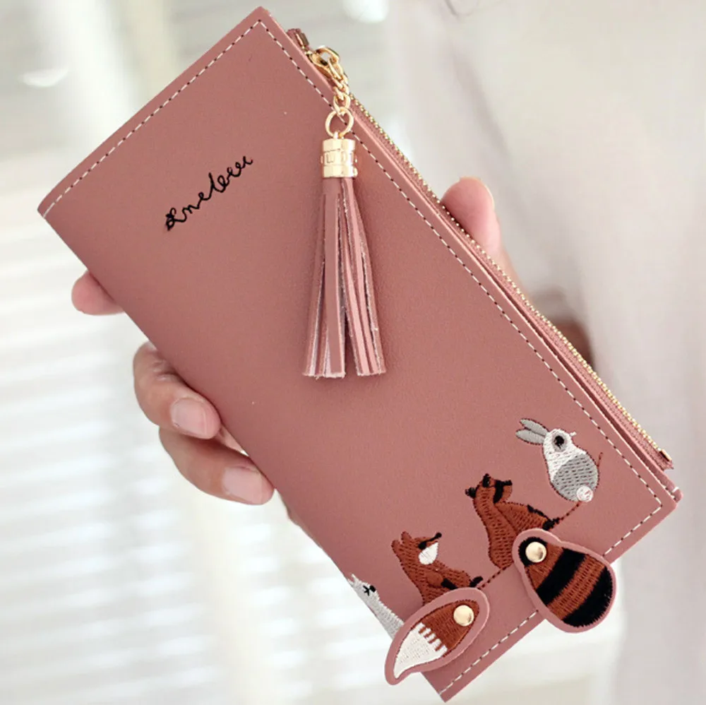 Женские кошельки 2020 модный длинный кожаный держатель для карт с кисточкой