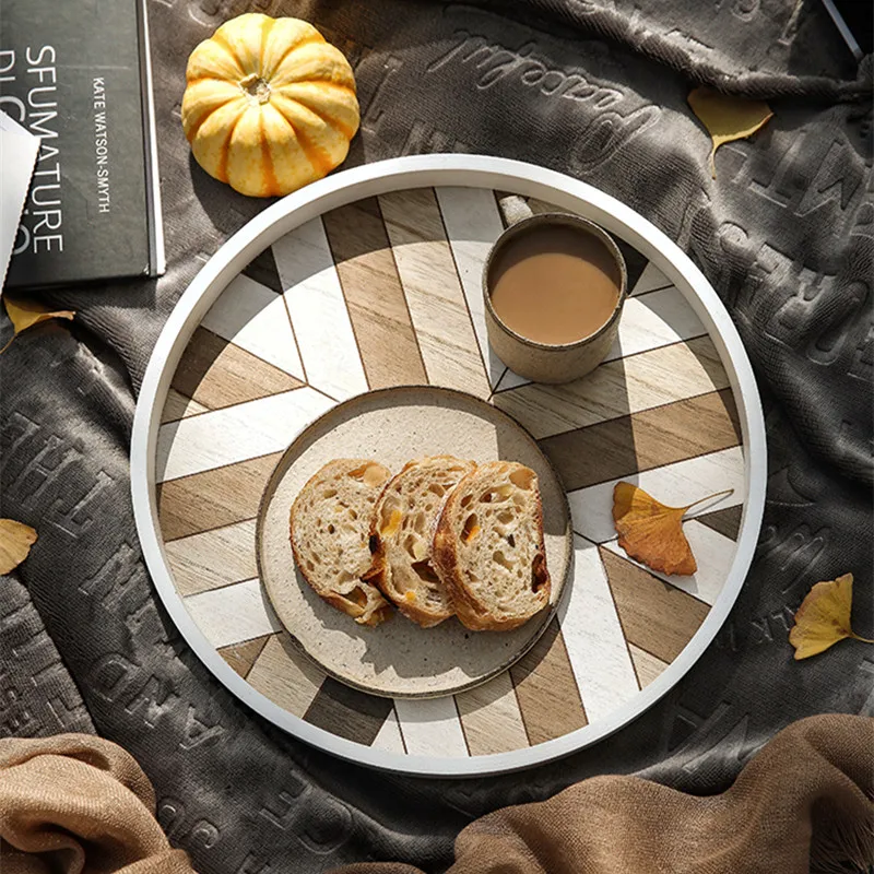 Nordic Style Round Wooden Storage Trays Creative Multi-Use Tea Fruits/Breads Plates Photography Props | Дом и сад