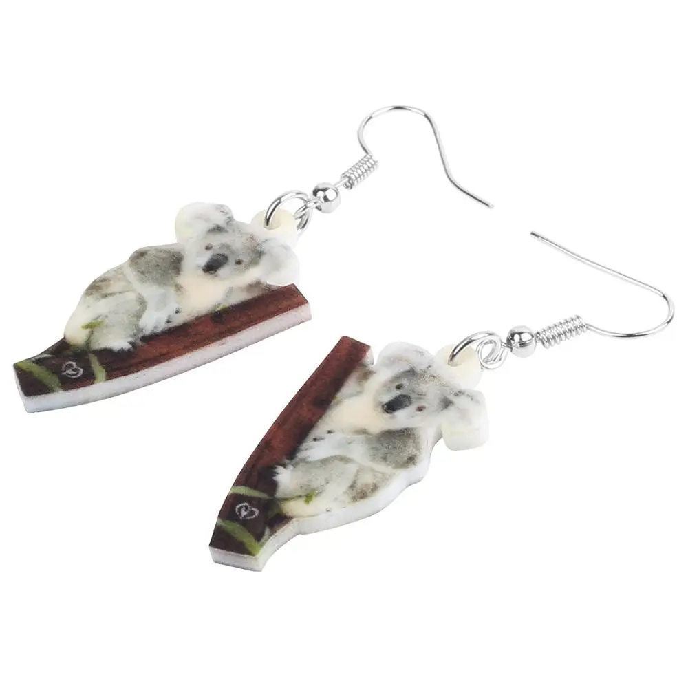 Акриловые серьги Bonsny в стиле коала Висячие ювелирные изделия виде животных для