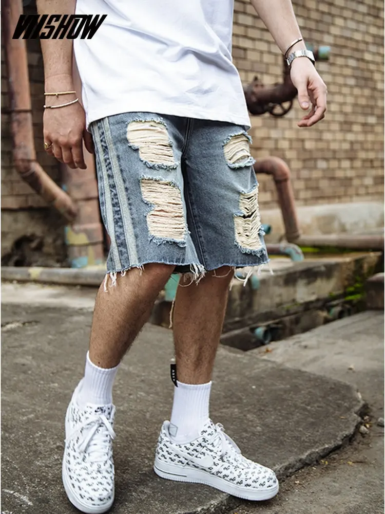 VIISHOW мужские шорты брендовые летние джинсовые 2019 новые модные рваные хлопковые