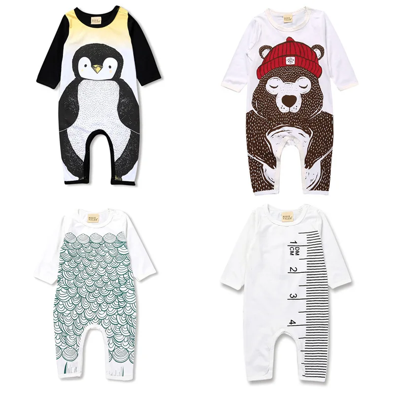 

Newborn Baby Rompers Cartoon Mermaid Penguin Bear Baby Boy Girl Jumpsuit Cotton Long Sleeve Clothes Spring Bebe Romper Outfits