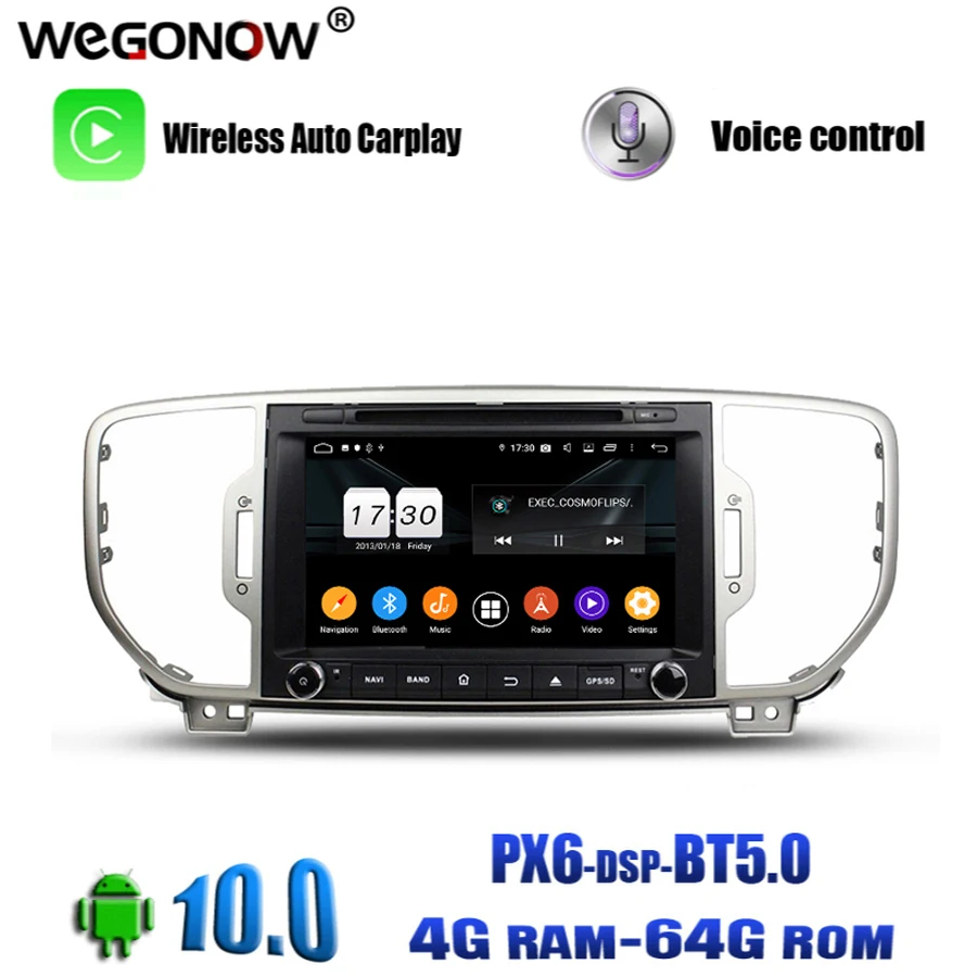 PX6 DSP IPS HD TDA7851 Android 10 0 для kia Sportage 2016 2017 8 ядер 4 Гб 64 Bluetooth 5 Wifi GPS карта Автомобильный DVD