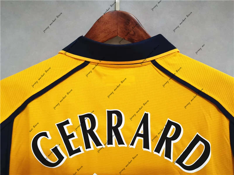 

17 GERRARD 2000-01 away yellow Retro soccer jersey classics football shirt
