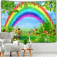 colorful little flowers tapestry boho bedroom decor aesthtic hippy decoration zen macrame door curtains shawl on the wall home