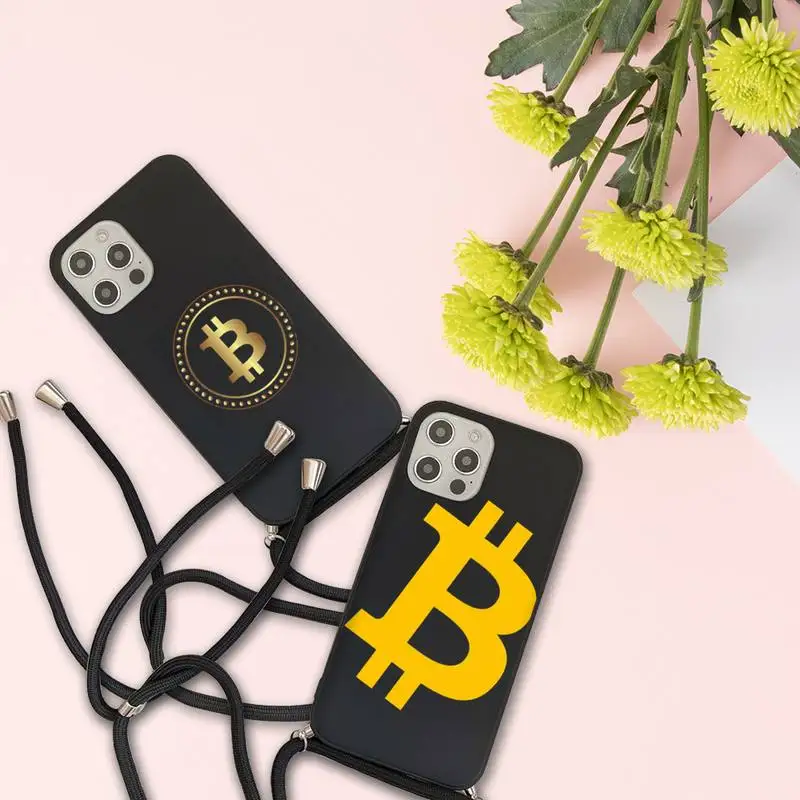 

Bitcoin Phone Case For iPhone 7 8 11 12 X XS XR MINI Pro Max Plus Strap Cord Chain Lanyard soft