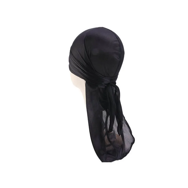 

2PCS Silky Durag Caps Elastic Wave Cap Long Tail Headwraps Wide Straps Waves for Children