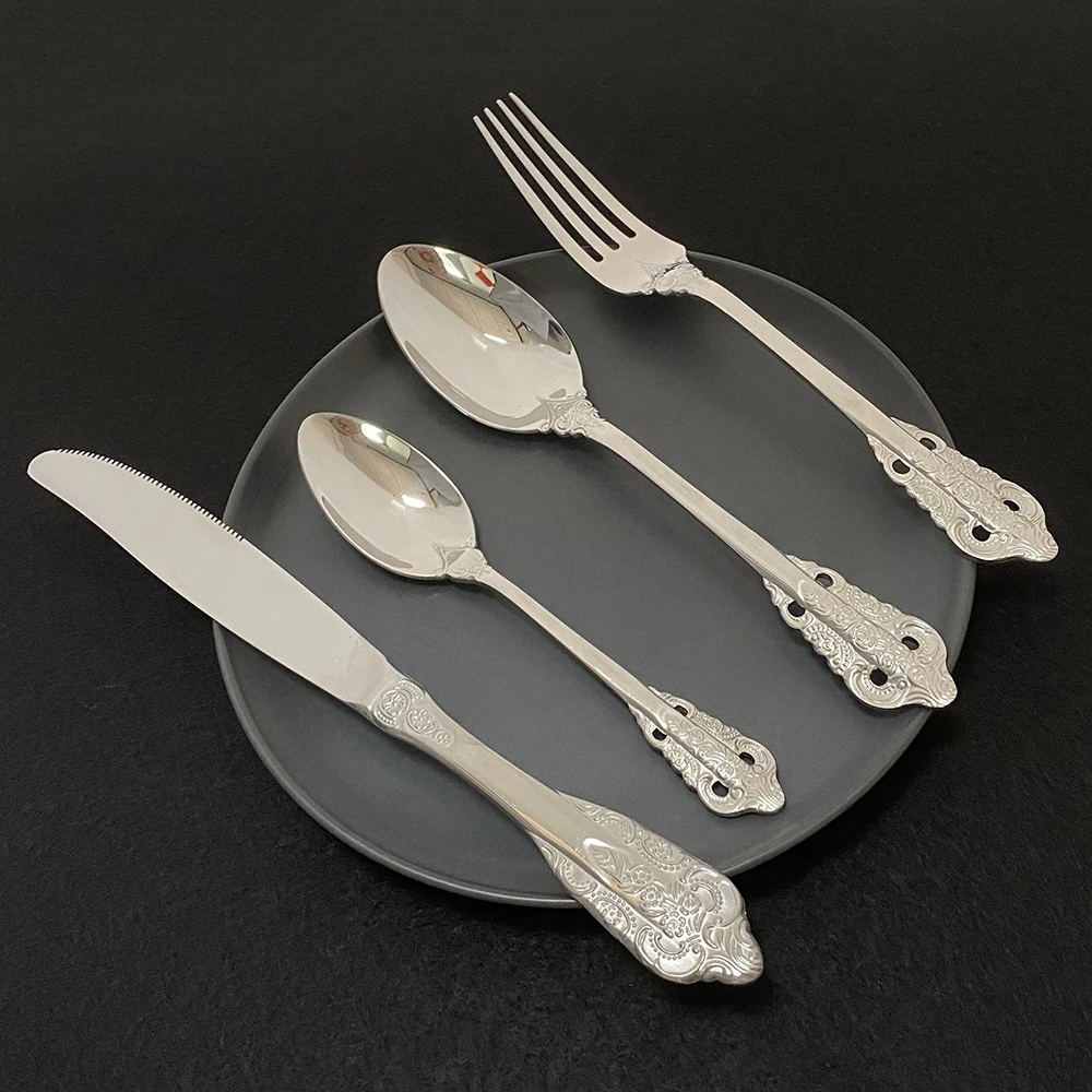 

Tableware Black Cutlery Set 24Piece Stainless Steel Dinnerware Cutlery Fork Knife Teaspoon Dinner Set Kitchen Gold Spoon Set