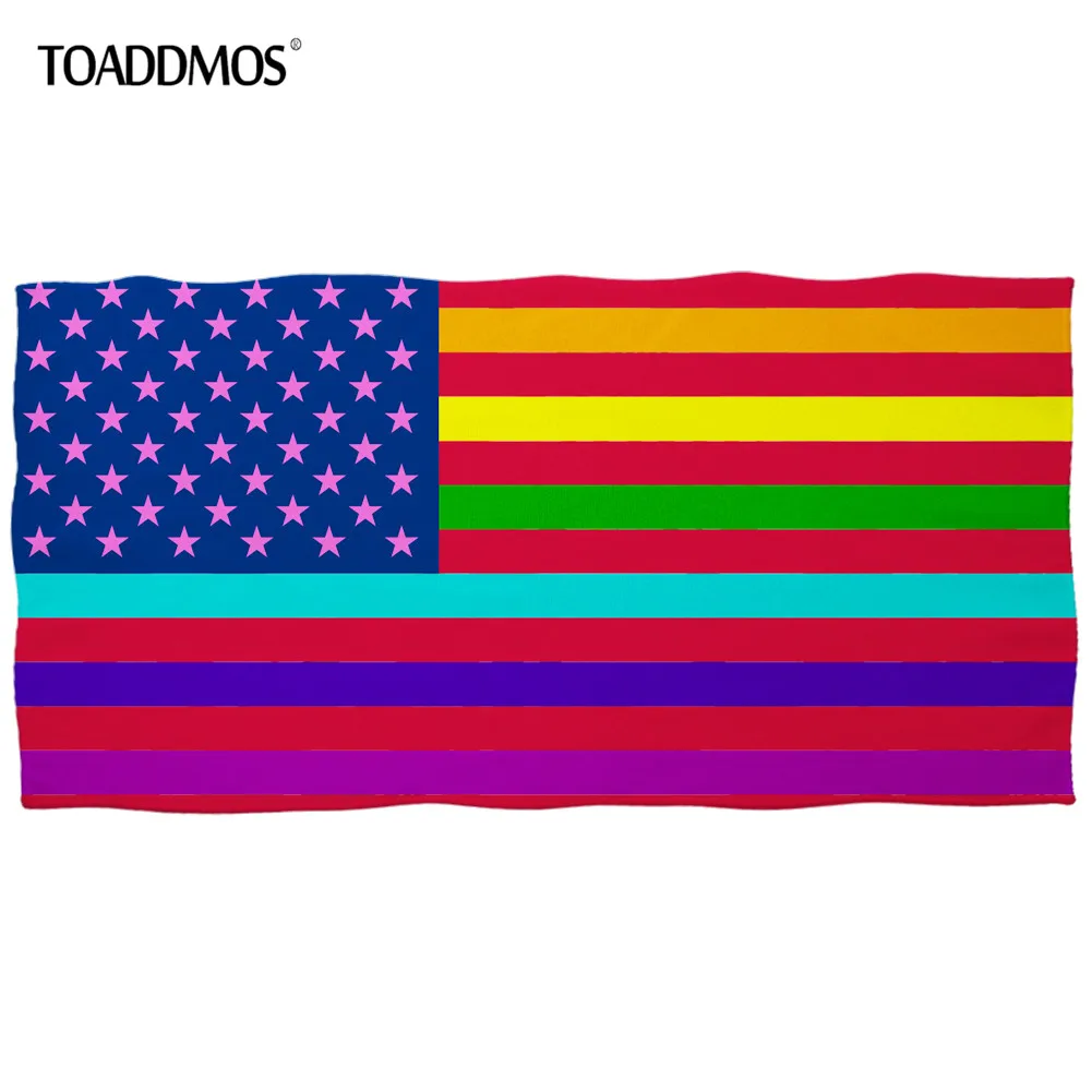 

TOADDMOS Colorful American Flag Print Bath Towel Soft Beach Towel Premium Washcloth Facecloth Hair Quick Dry Towel toalla playa