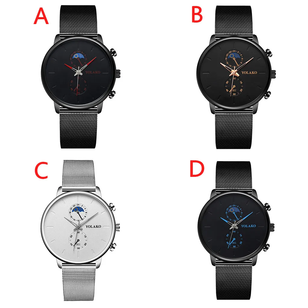 

Gofuly Men's Watch YOLAKO Men's Quartz Stainless Steel Band Newv Strap Casual Watch Analog Wrist Watch Relogio Masculino