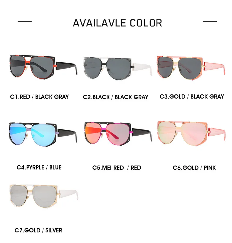 

Oversized Fashion Steampunk Sunglasses Brand Designer Mirrored Sun Glasses Shades Female UV400 Gafa De Sol