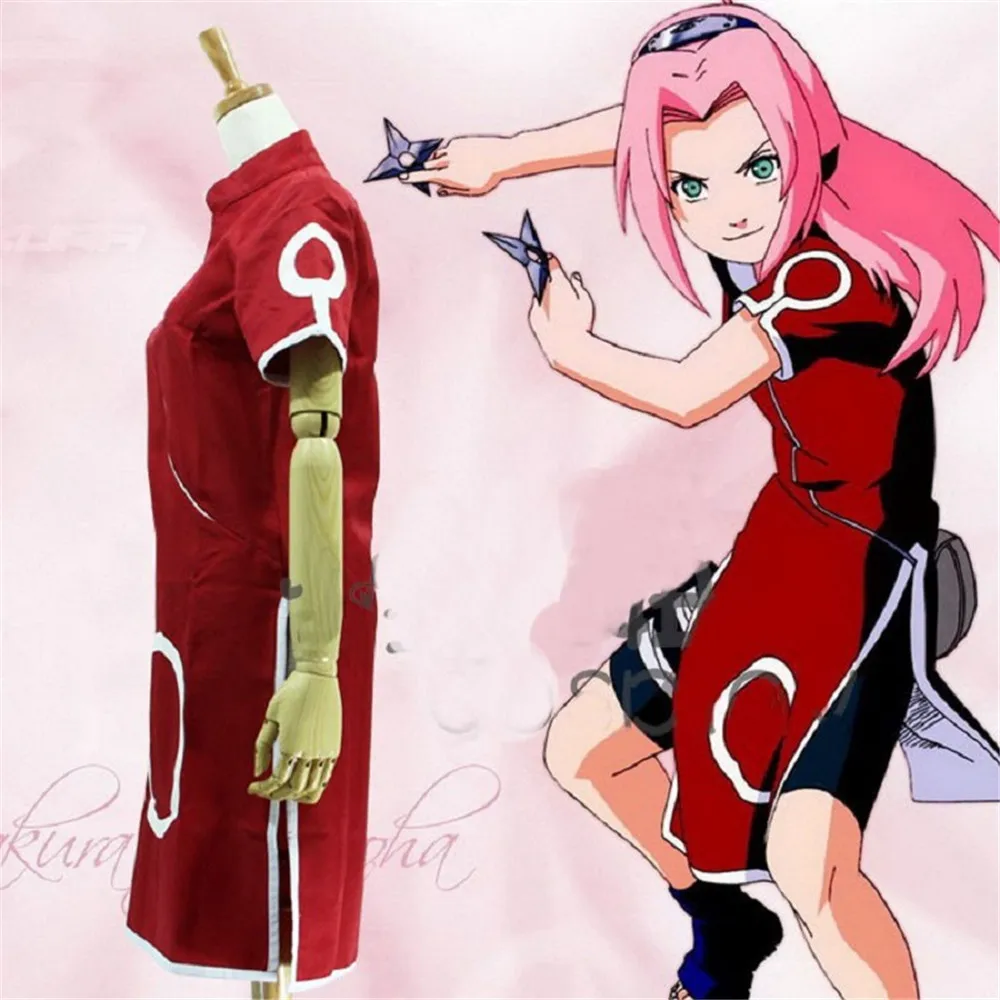 Япония Аниме Наруто косплей Харуно Сакура 1 го поколения платье Ципао костюм 2