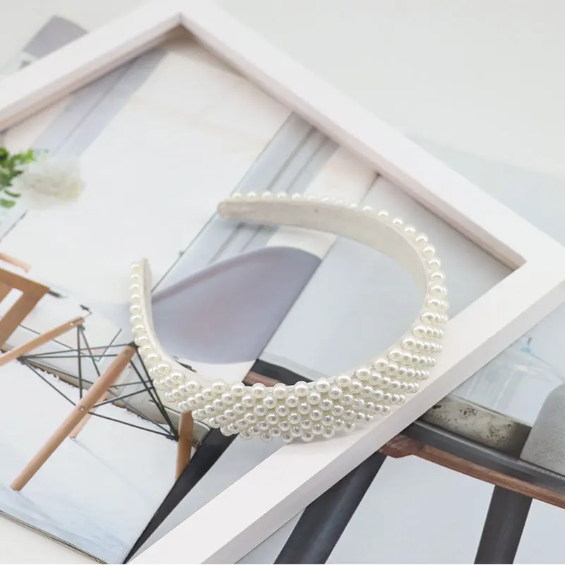 Ободок для волос Женский элегантный обруч с крупными искусственными жемчужинами