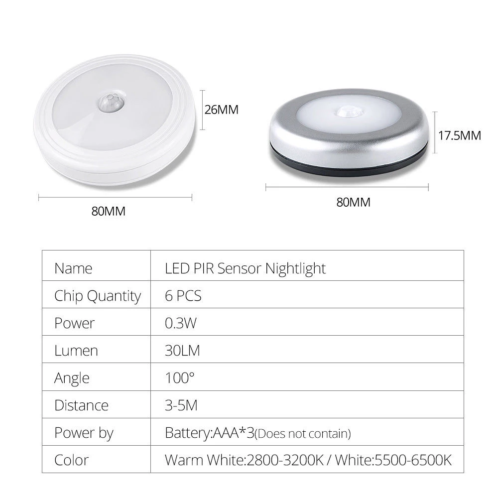 6 светодиодный ночной Светильник s инфракрасный датчик движения из PIR