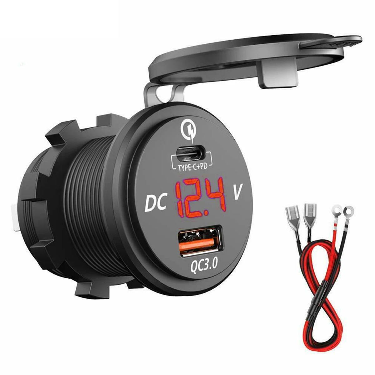 PD QC3.0 Dual USB Зарядное устройство гнездо адаптера с светодиодный вольтметр