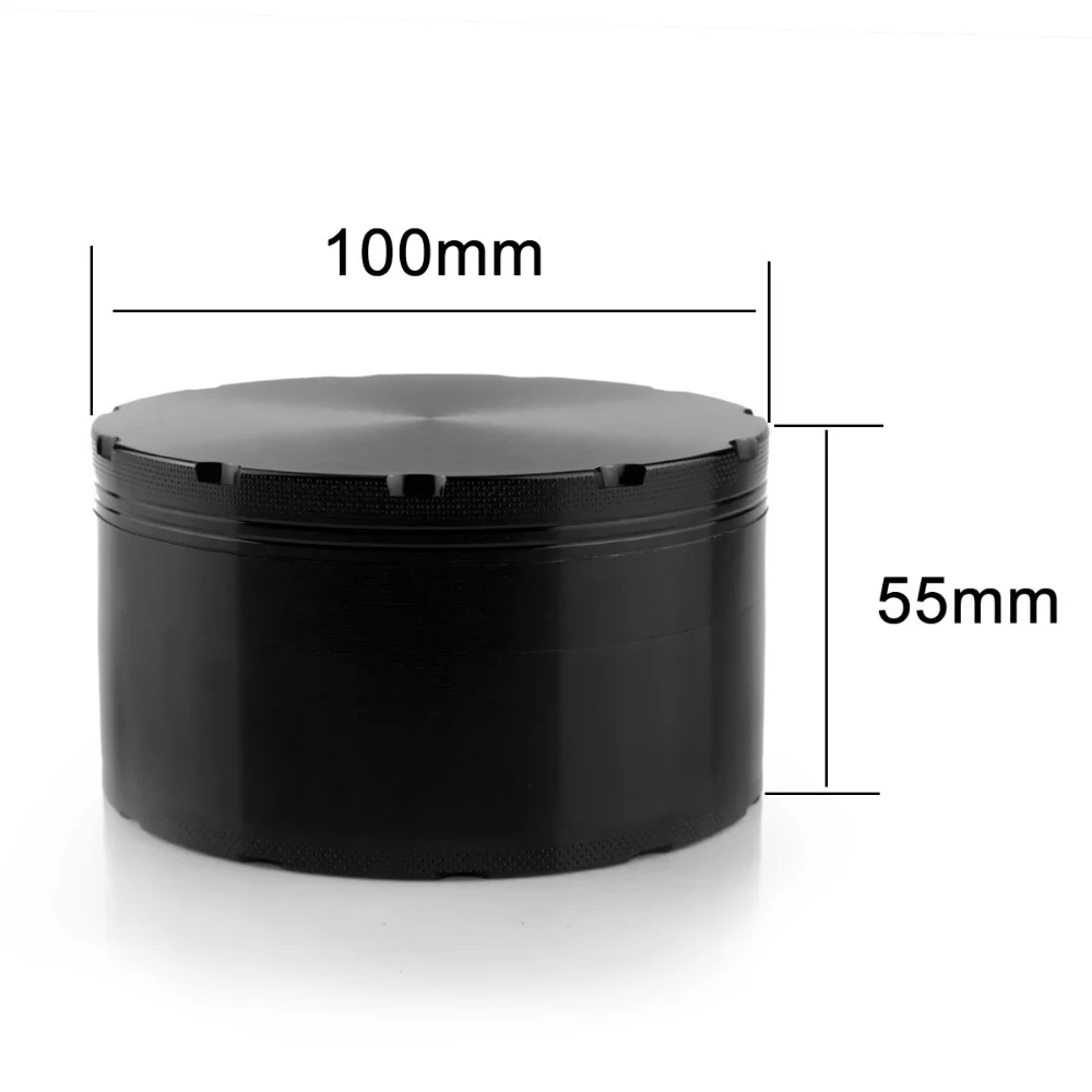 

Formax420 100mm 4 Parts Large Aluminum Herb Grinder Tobacco Smoking Grinder Black Color