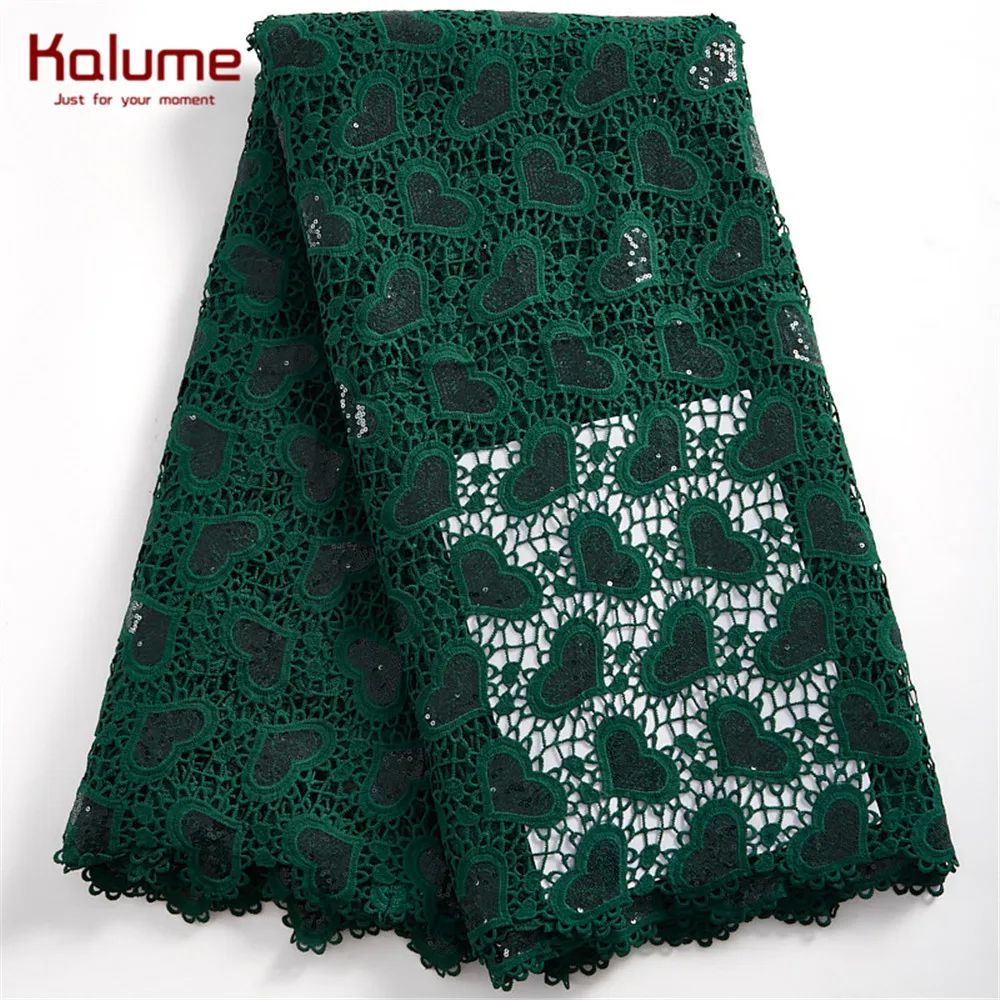 

Kalume African Lace Fabric 2021 High Quality Guipure Lace Fabric Latest French Cord Lace Fabric With Stones for Wedding F2410