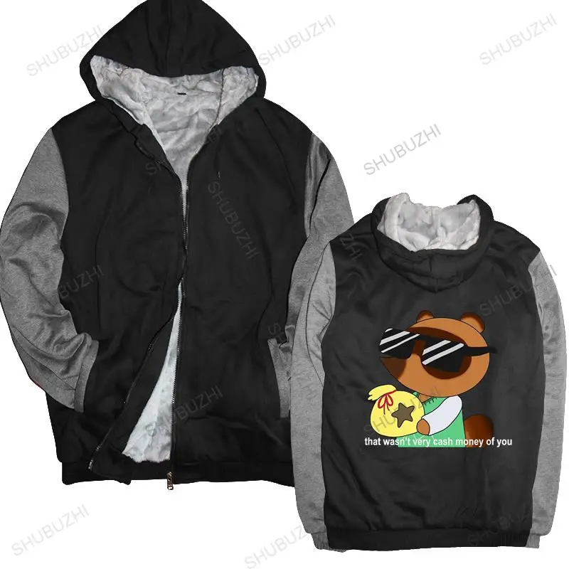 

cotton man hoodies winter jacket Tom Nook Cash Money Meme Men's thick hoody animal crossing new horizons unisex brand hoody