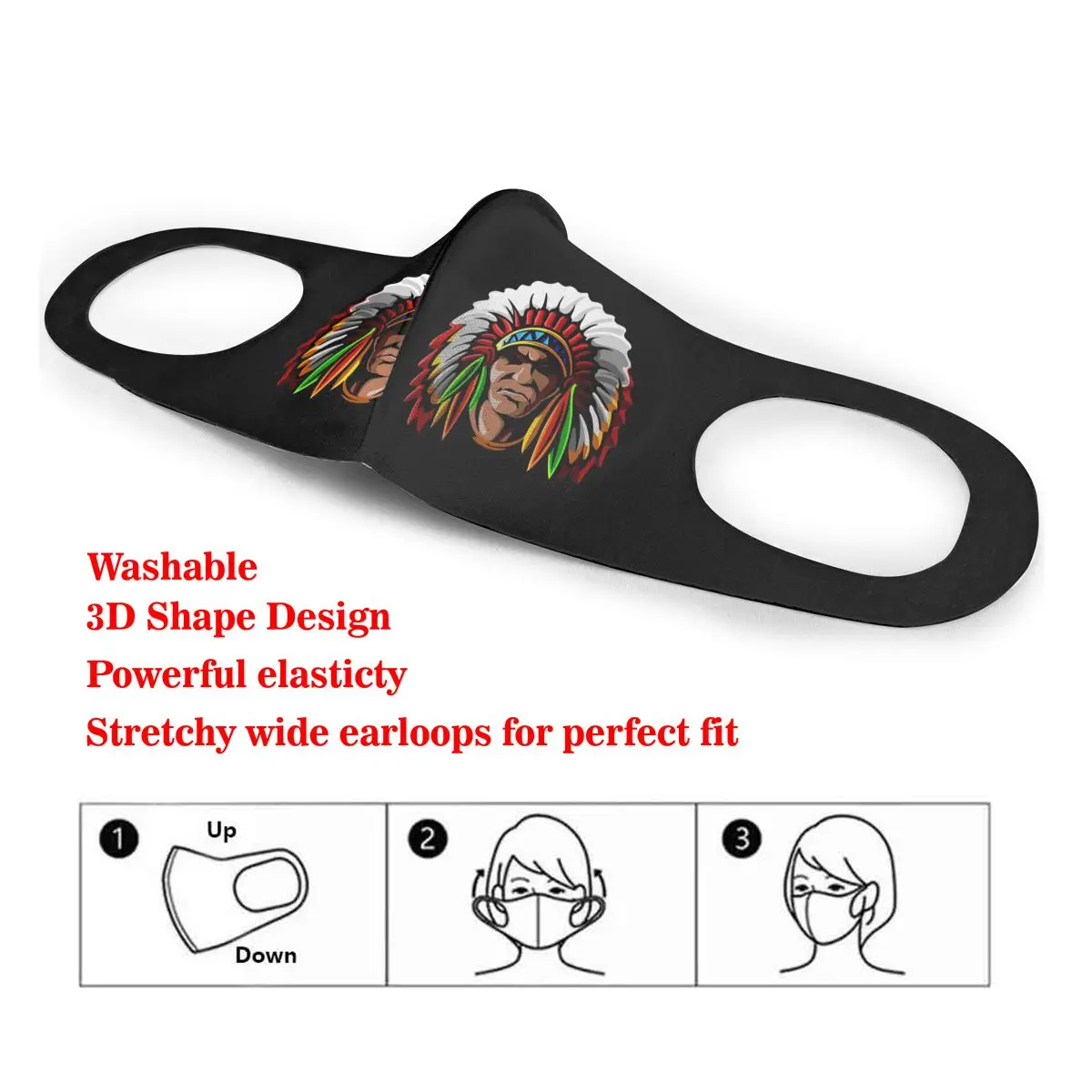 

Dust Mask Kisspng Tribal Chief Native Man Mouth Face Mask for Adult Kids Windproof Washable Reusable