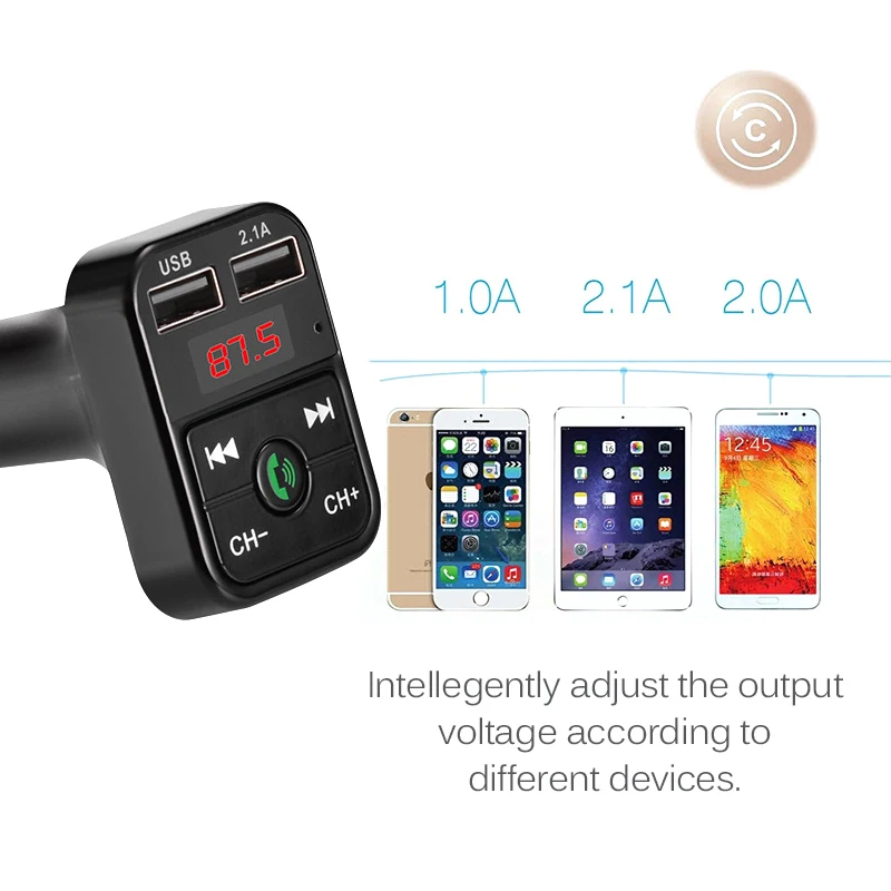 

Bluetooth-compatible FM Transmitter Hands Free Car Kit Car Styling MP3 Music Player TF Flash Music 5V 2.1A USB Charger 12V-24V