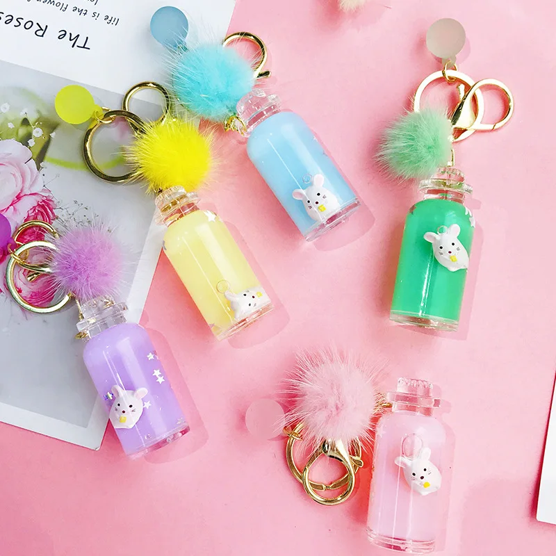 Новинка 2019 милый брелок с плавающей крысой и меховым помпоном подвижный зыбучий