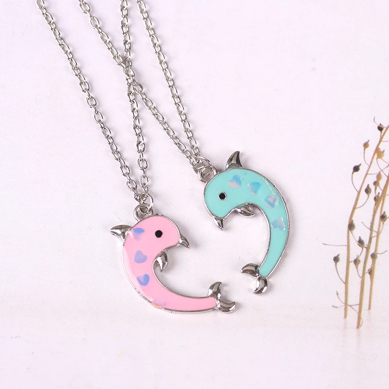 2020 Новое модное ожерелье Для Пары Дельфин синего и розового цвета с вышивкой в