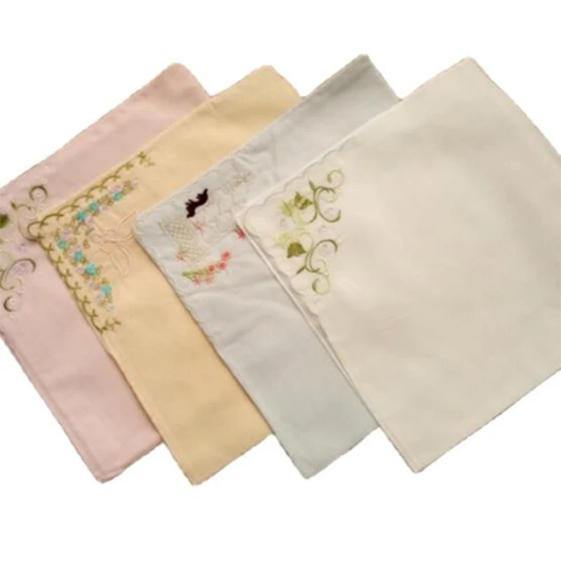 10 шт./лот 43 см Новый хлопковый белый кружевной носовой платок вышитый женский квадратный женское детское