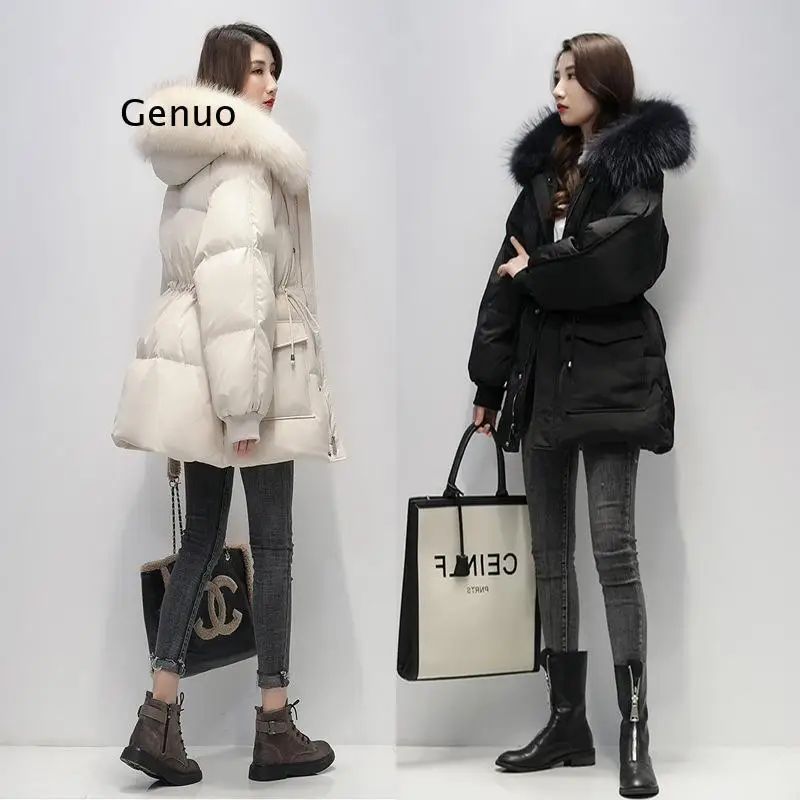 Женская пуховая куртка с капюшоном теплая Толстая парка на утином пуху