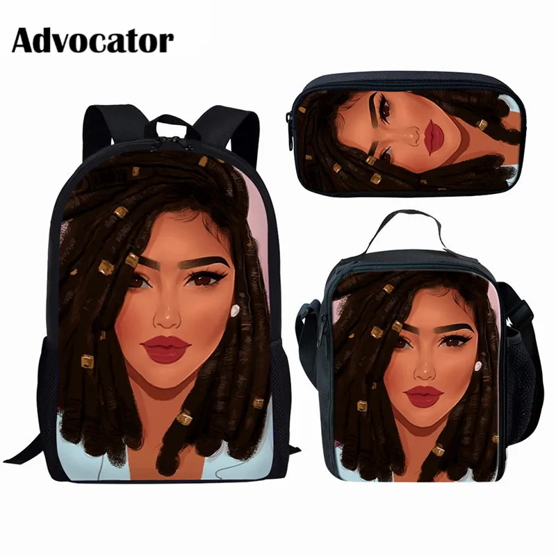 

ADVOCATOR 3PC/SET African Afro Girls Lady Printing Kids Boys School Bags for Girls Large Capacity Toddler Backpack Book Mochila