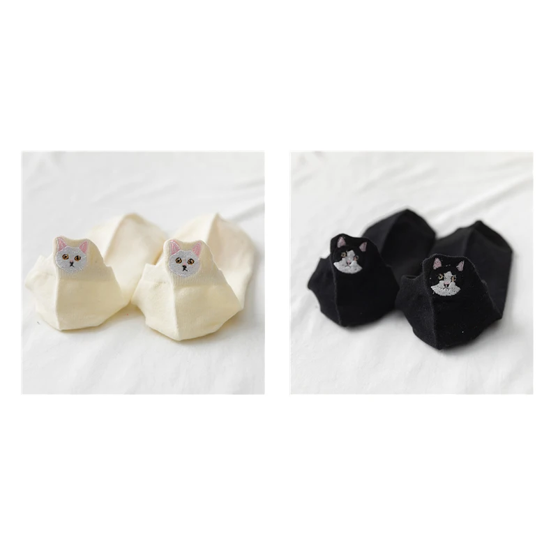 2022 Harajuku Unicorn Catwoman Cotton Socks Cartoon Embroidery Cute Invisible Socks Funny Casual Female Ankle Socks 2pcs/lot