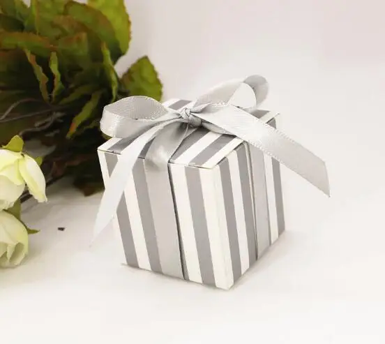 10X простая Золотая/серебряная полосатая квадратная коробка для конфет мечта