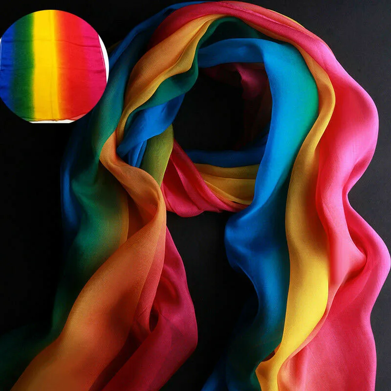 

UK Fashion Rainbow Color Long Soft Women Chiffon Scarf Wrap Shawl Stole Scarves